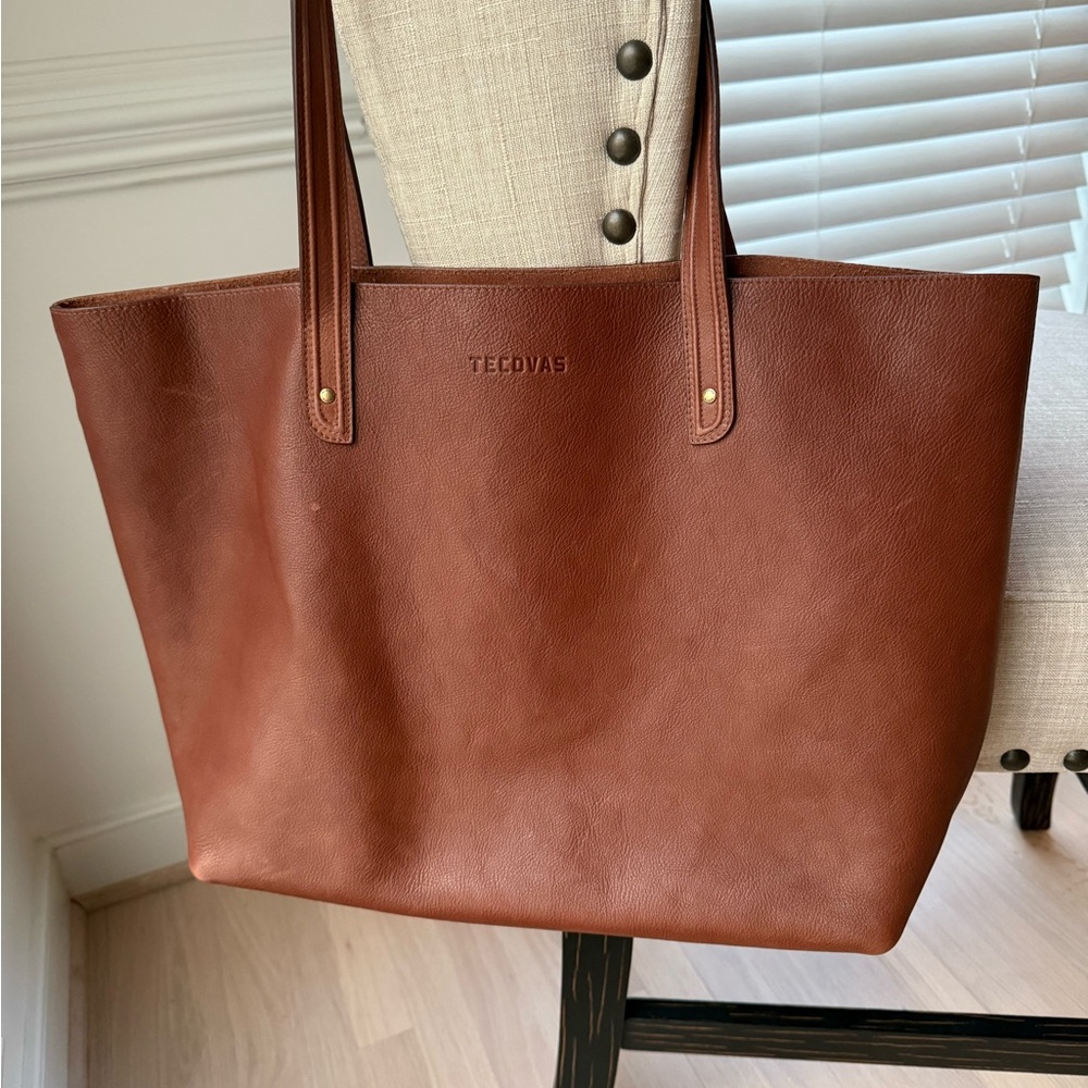 Tecovas Cognac Brown Leather Tote Bag